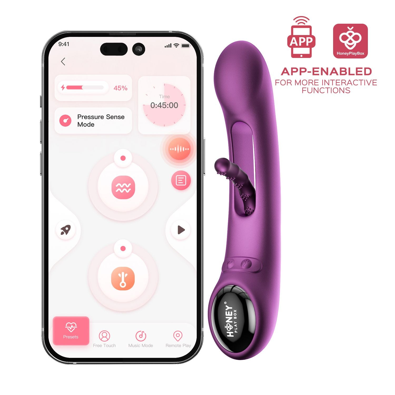 HoneyPlayBox - Tempo G-Spot-Vibrator mit App-Steuerung und Druckmessung - Silikon