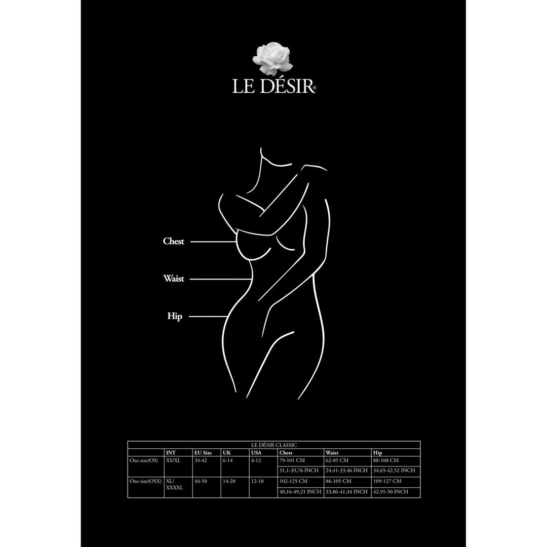 Le Désir – Netz-Bodystocking mit Kreuzträgern und Strapsen Queen Size – Sch