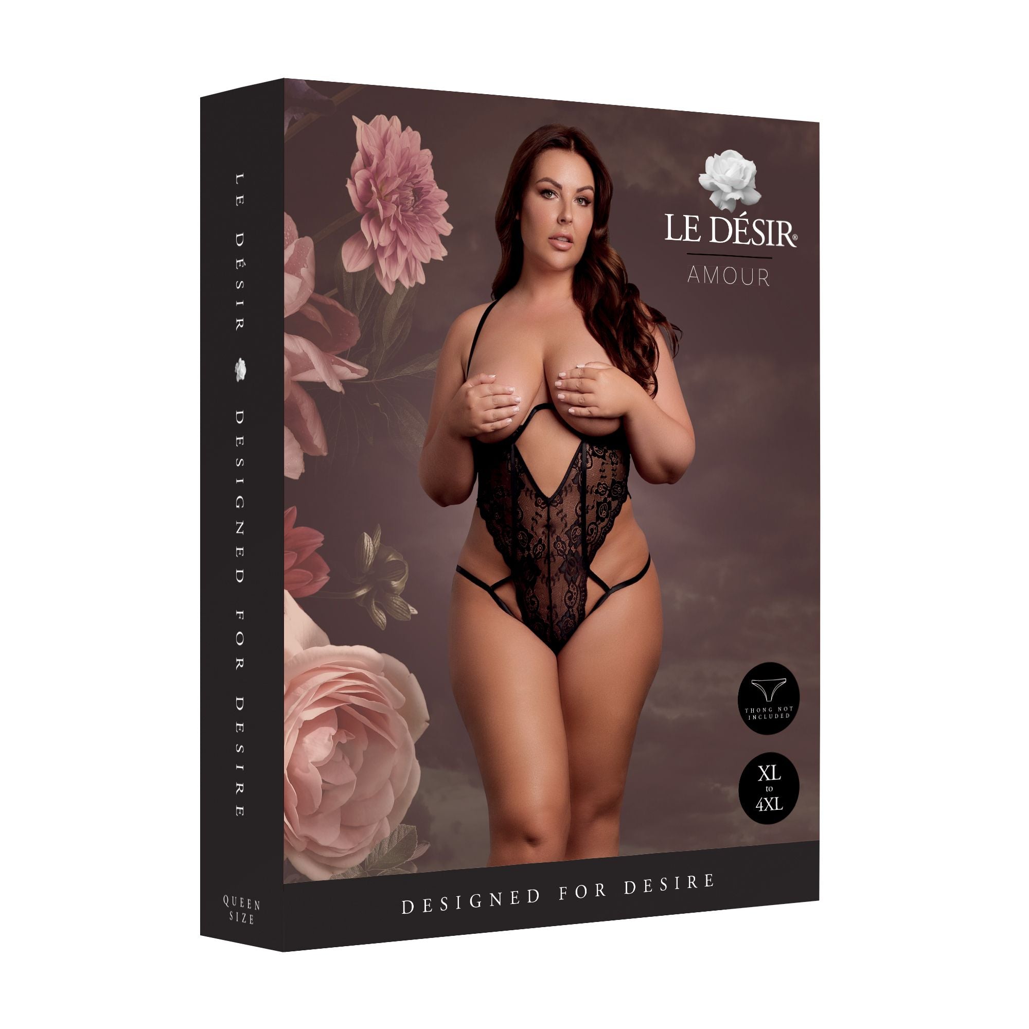 Le Désir – Spitzen-Body mit offenen Cups und Bügeln – Schwarz