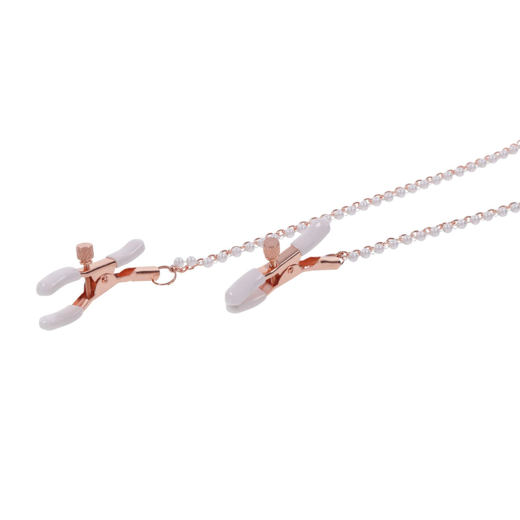Sportsheets – S&M Peaches ‘n CreaMe Halsband mit Brustwarzenklemmen – Cream