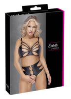 Cottelli LINGERIE – Soft Bra & Offene Panty Set – Schwarz
