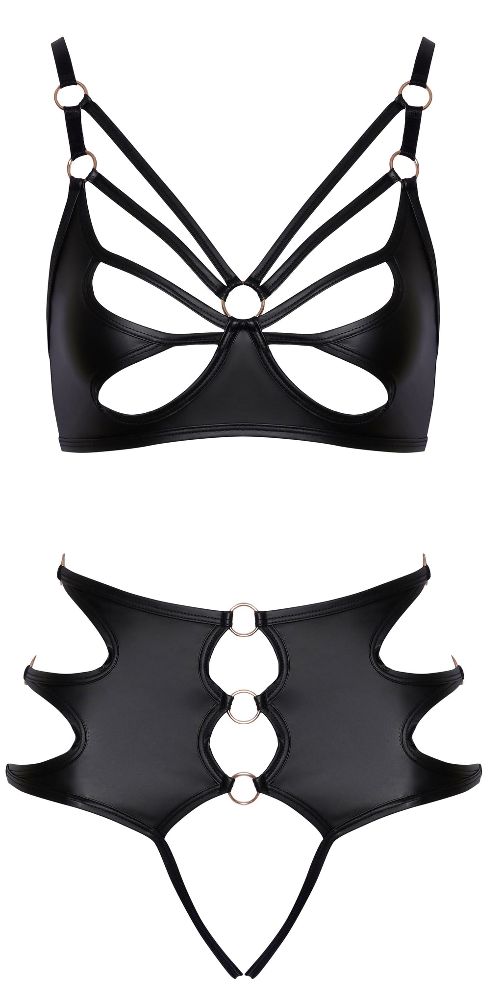 Cottelli LINGERIE – Soft Bra & Offene Panty Set – Schwarz