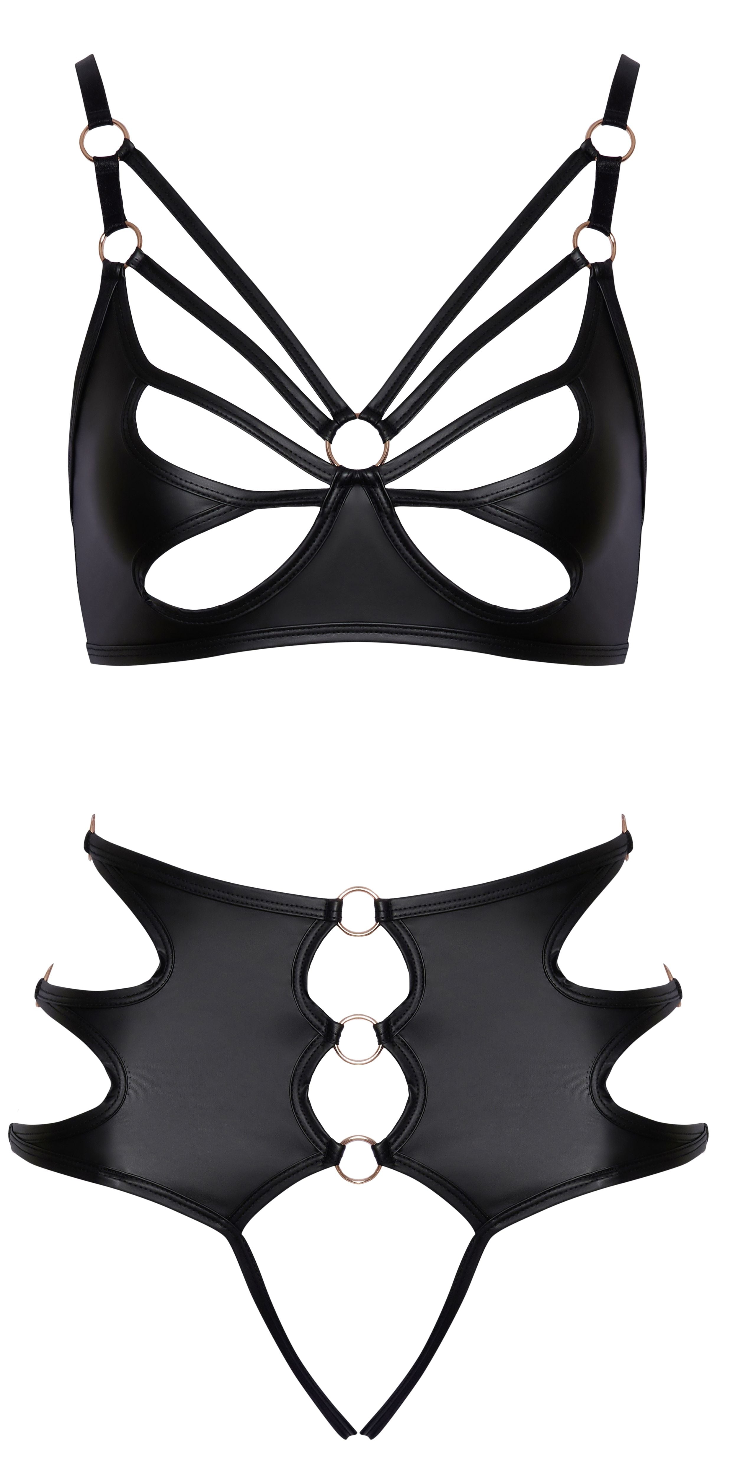 Cottelli LINGERIE – Soft Bra & Offene Panty Set – Schwarz