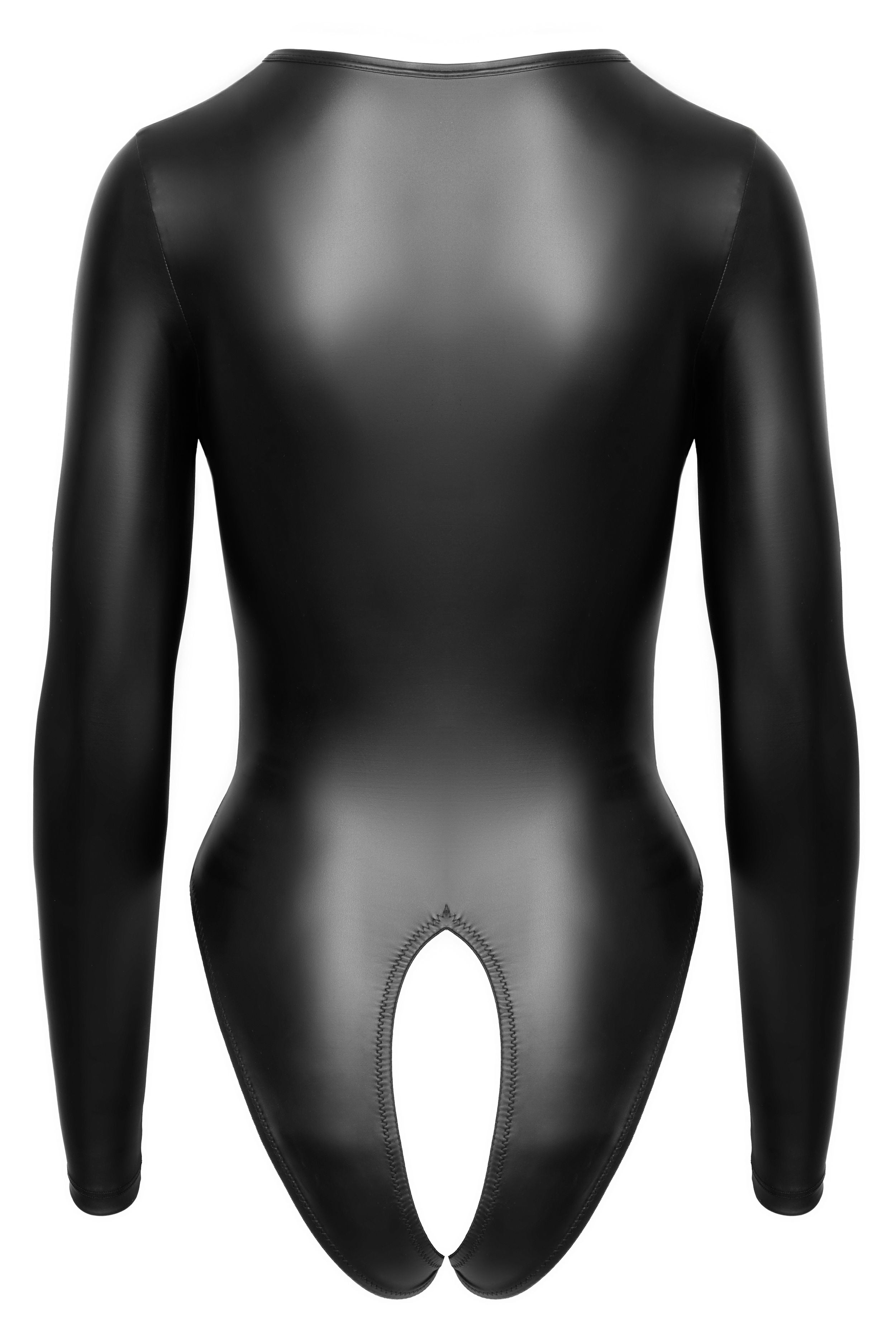 Cottelli LINGERIE – Crotchless Langarm Body – Schwarz