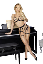 Cottelli LINGERIE – Ouvert Set Bra & Thong – Black