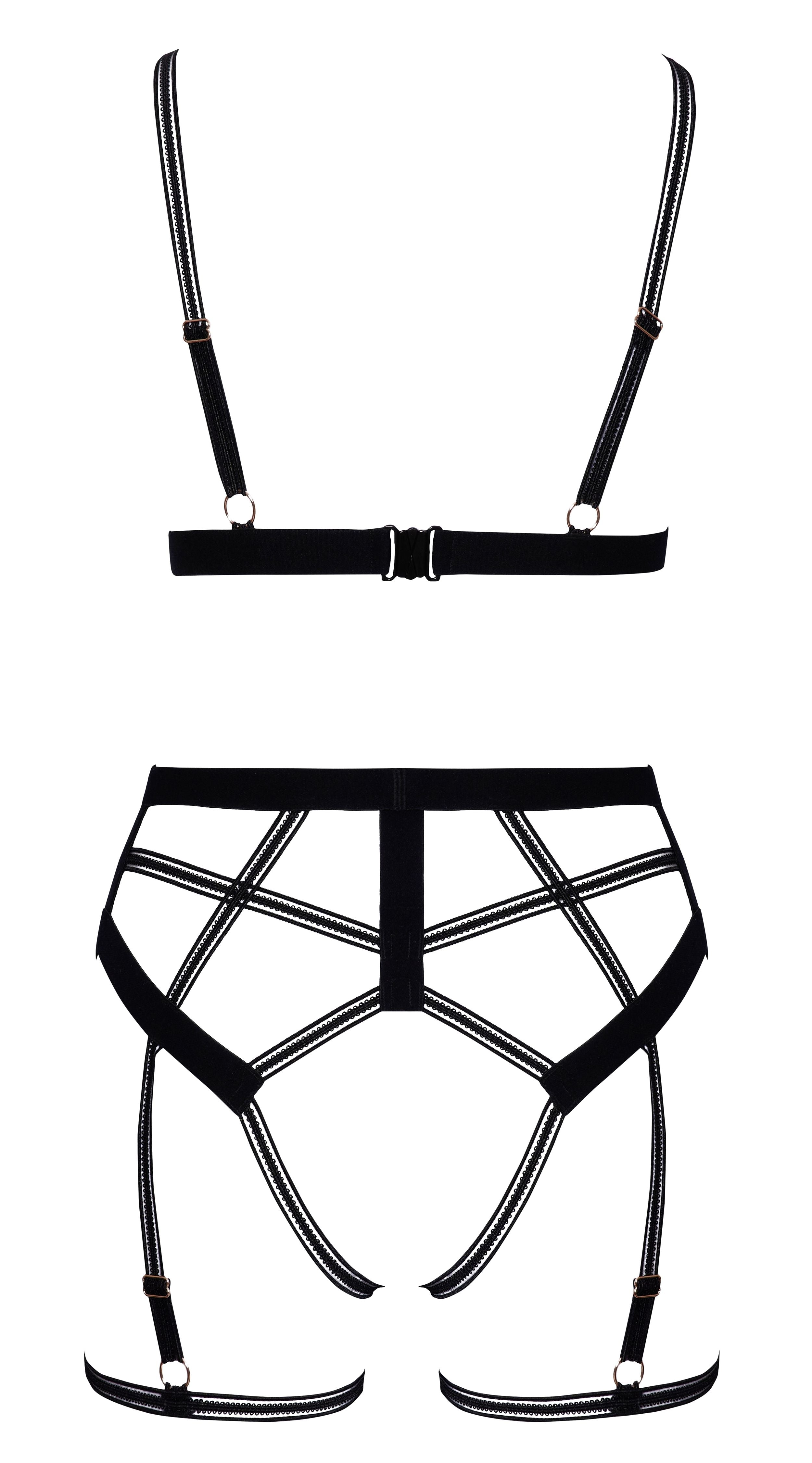 Cottelli LINGERIE – Ouvert Set Bra & Thong – Black
