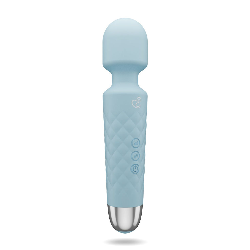 EasyToys - Mini Wand Vibrator - Blau mit 18 Stufen und 2 Aufsätzen