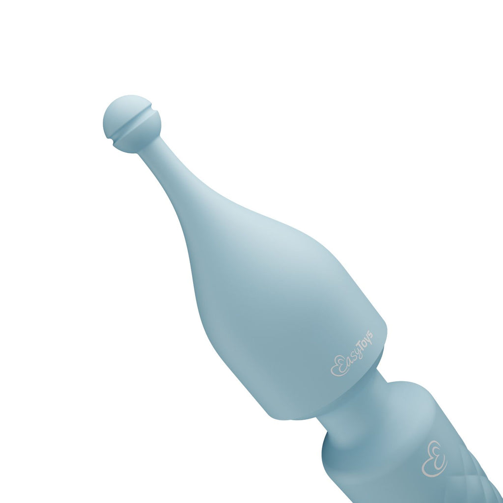 EasyToys - Mini Wand Vibrator - Blau mit 18 Stufen und 2 Aufsätzen
