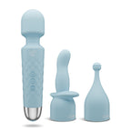 EasyToys - Mini Wand Vibrator - Blau mit 18 Stufen und 2 Aufsätzen