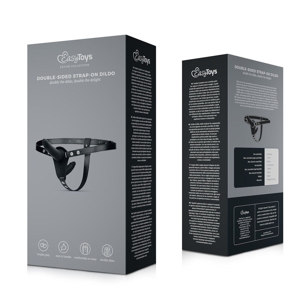 Easytoys Fetish - Doppelseitiger Strap-On-Dildo - Schwarz