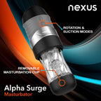 Nexus – Alpha Surge Masturbator mit Rotation & Saugfunktion – Schwarz