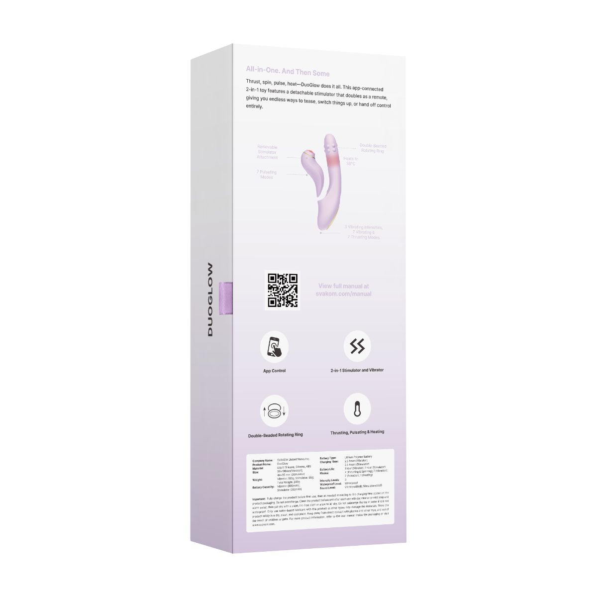 Svakom - DuoGlow App Controlled Vibrator - Lila
