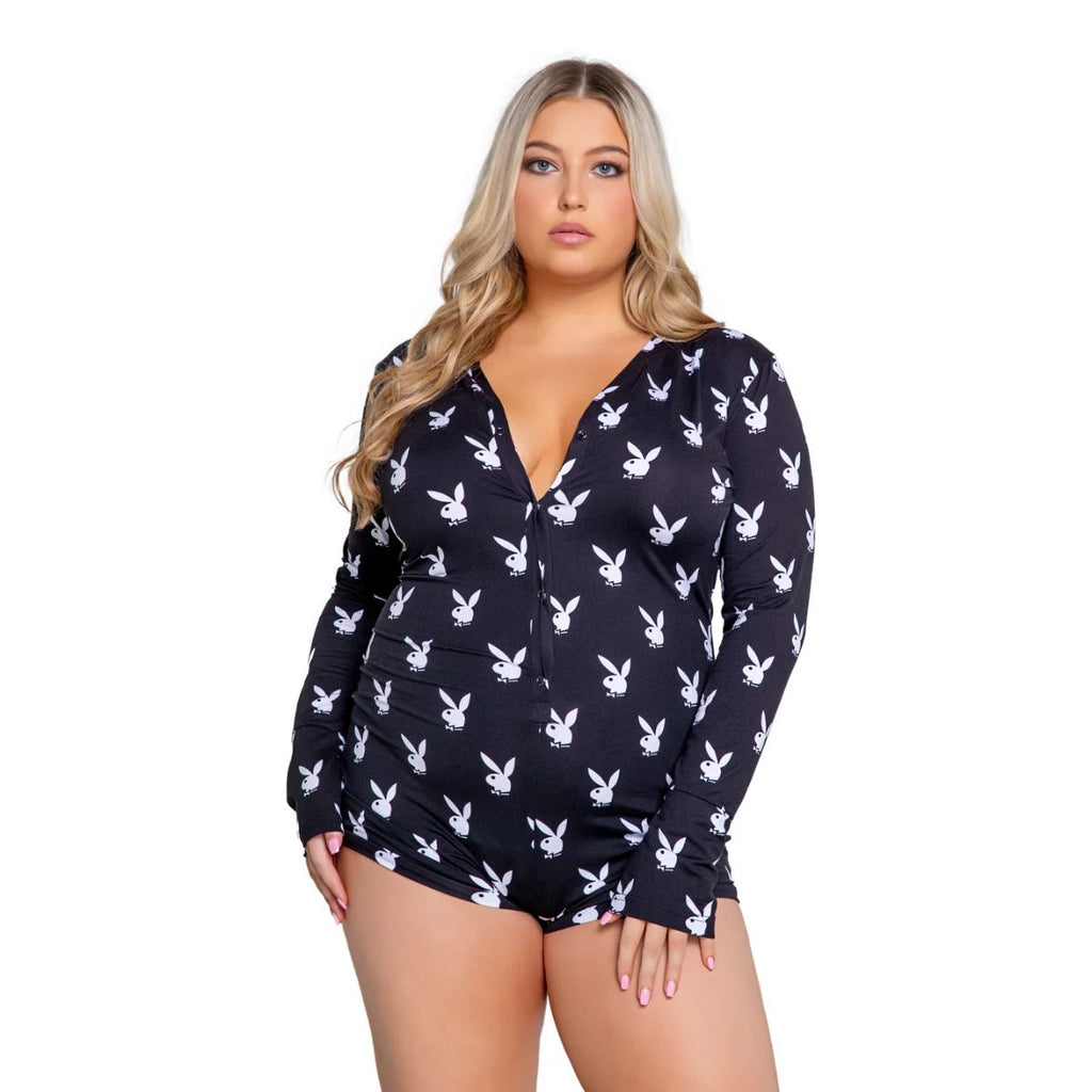 Playboy Lingerie - Slumber Bunny Onesie - Schwarz
