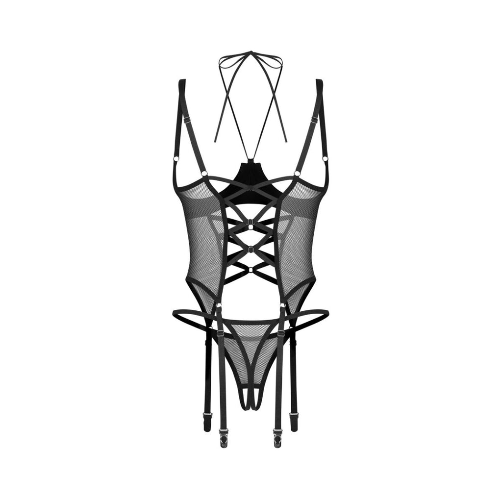 Obsessive – Dominna Corset & Crotchless Thong – Schwarz