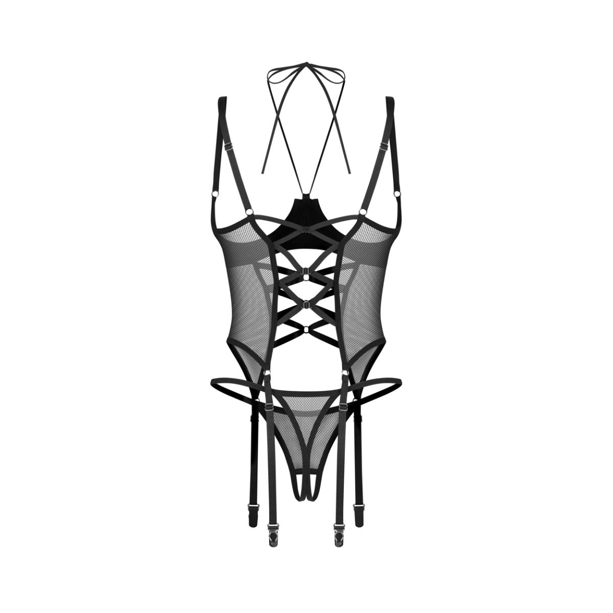 Obsessive – Dominna Corset & Crotchless Thong – Schwarz