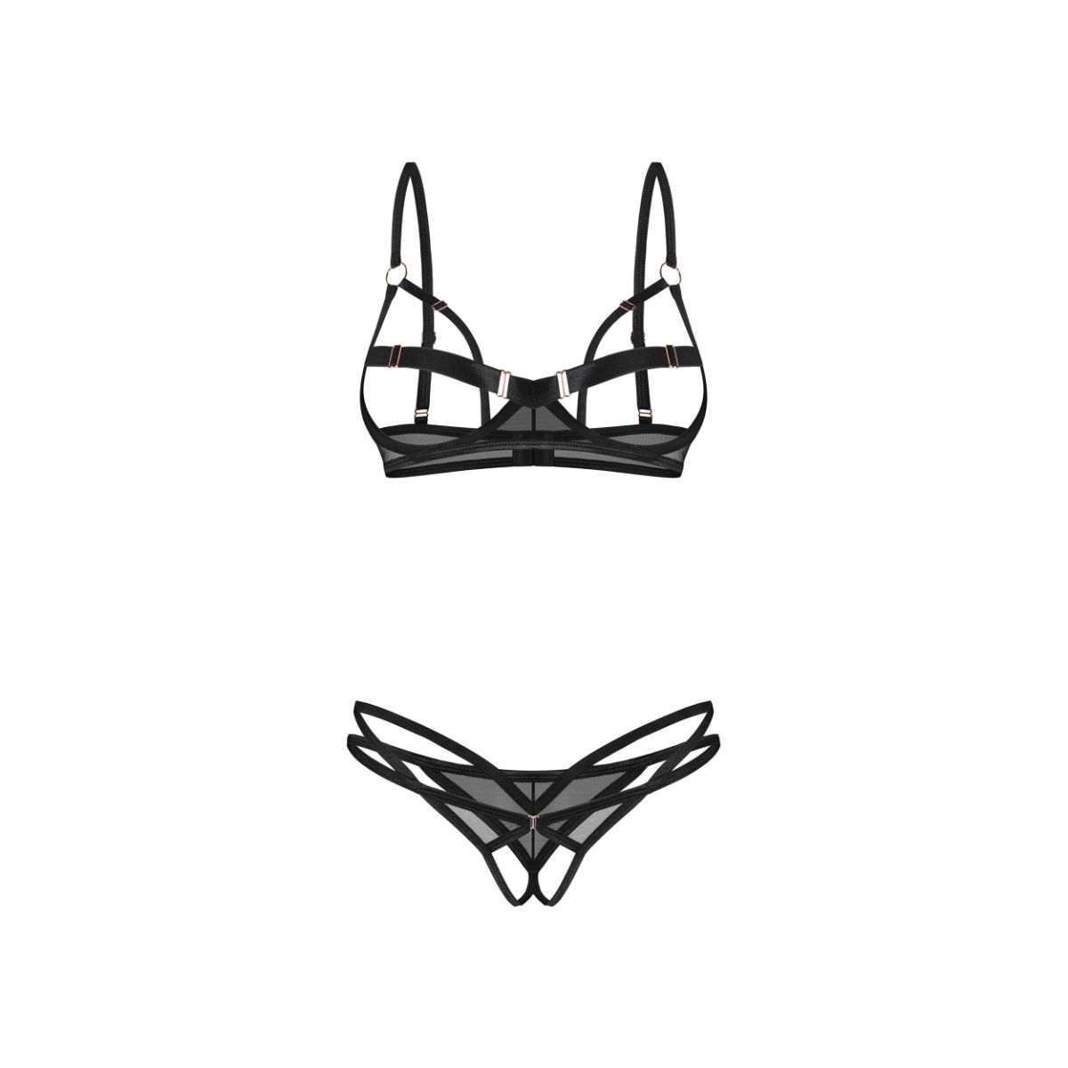 Obsessive – Euridia 2-teiliges Crotchless Set – Schwarz