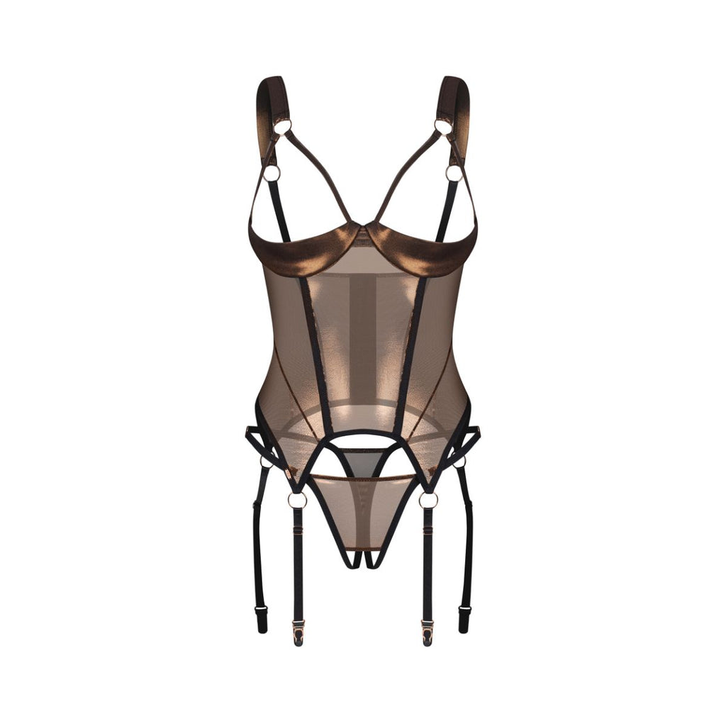 Obsessive – Soranna Corset & Crotchless Thong – Brown