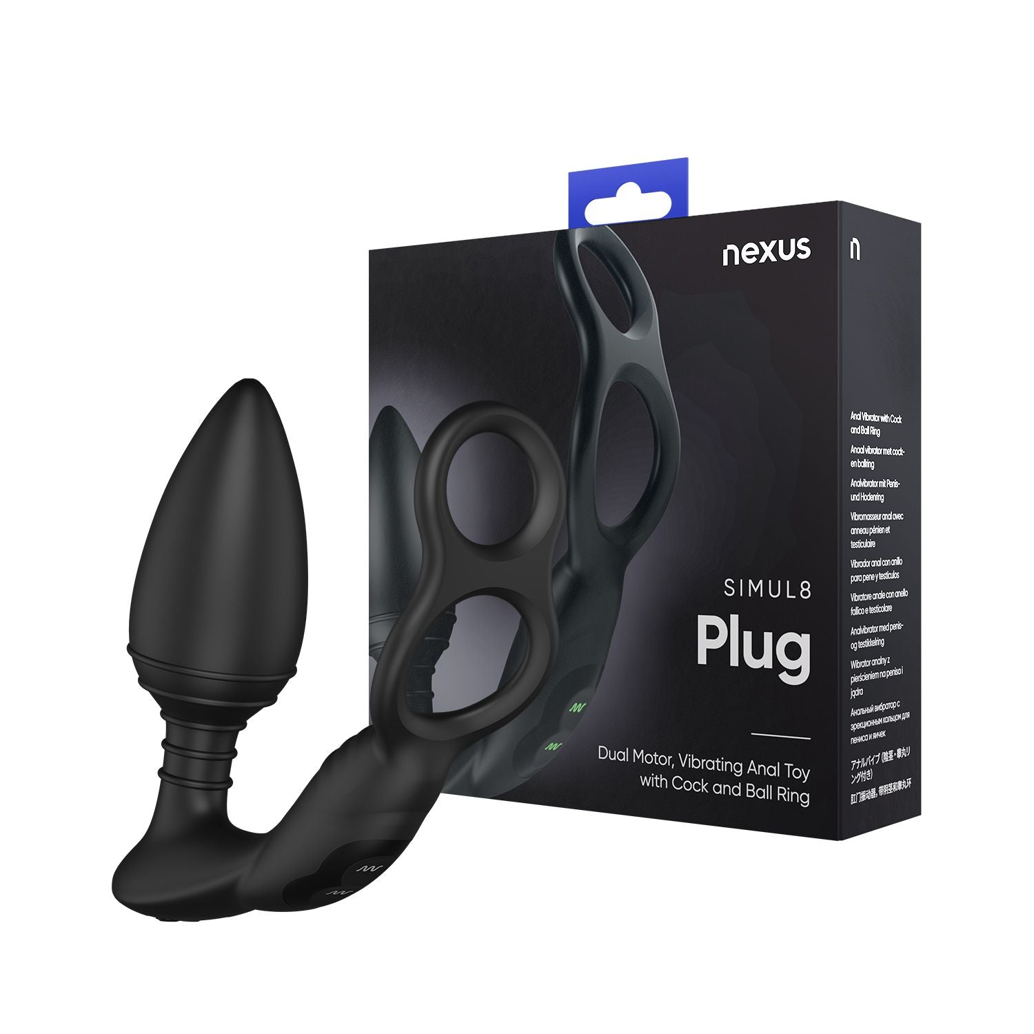 Simul8 Vibierender Plug mit Penis- und Hodenring