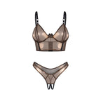 Obsessive – Soranna Top & Offener String – Braun