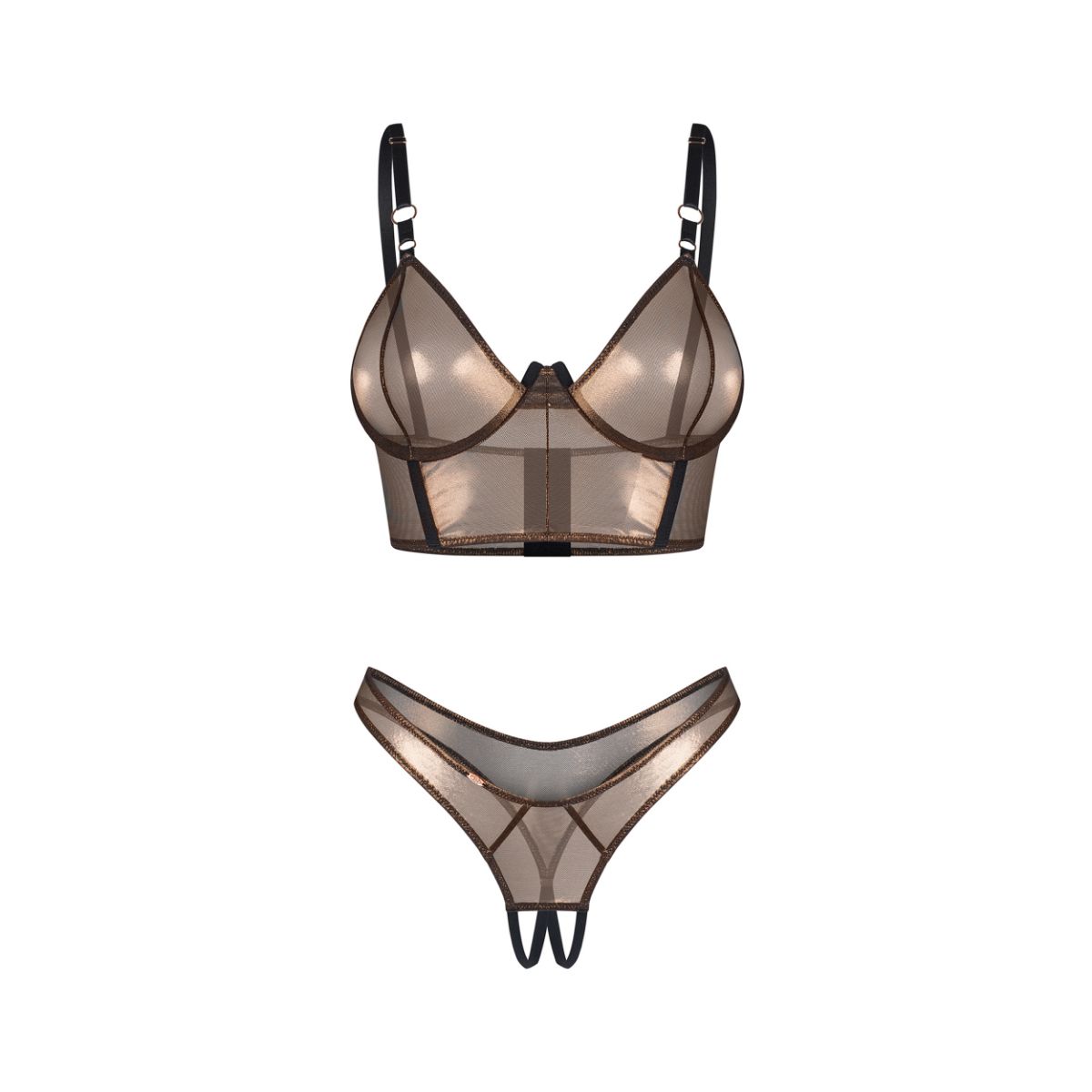 Obsessive – Soranna Top & Offener String – Braun