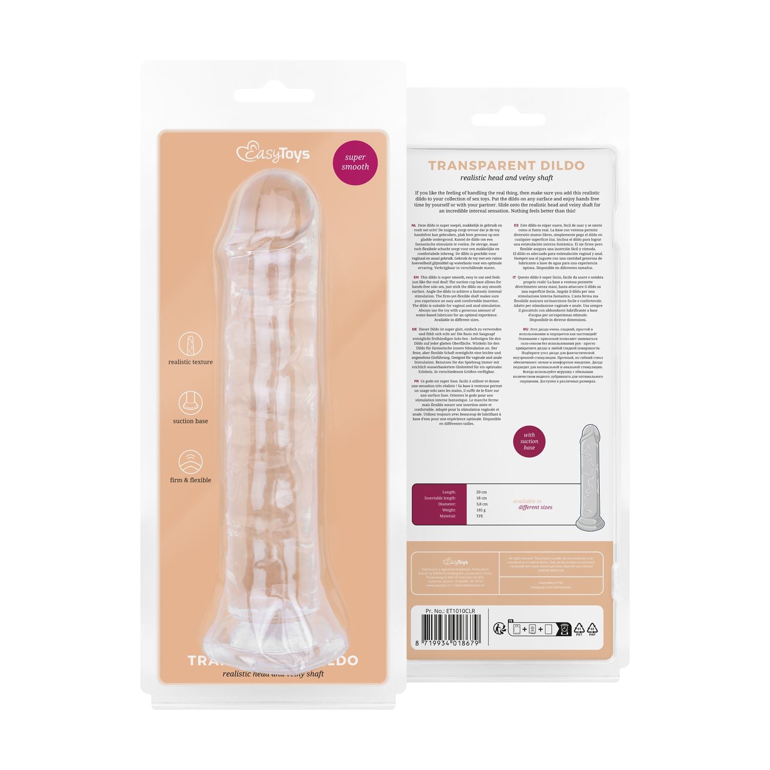 Jelly Dildo ohne Hoden - 18 cm