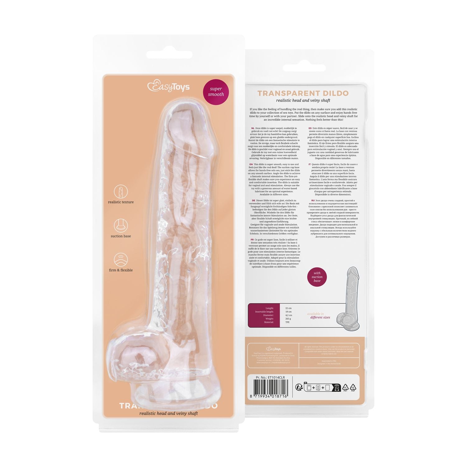 Jelly Dildo mit Hoden - 19 cm