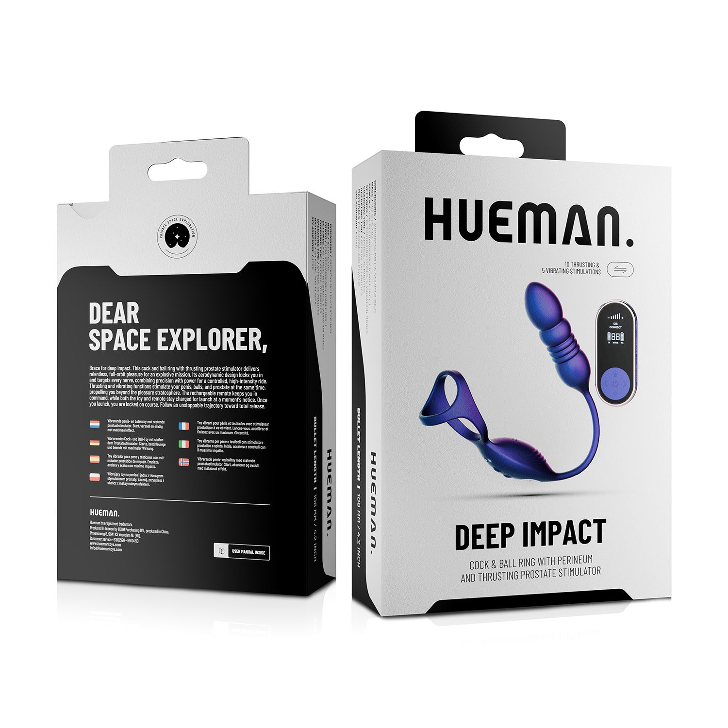Hueman - Deep Impact Cock- & Ballring - Stoßender Prostatastimulator