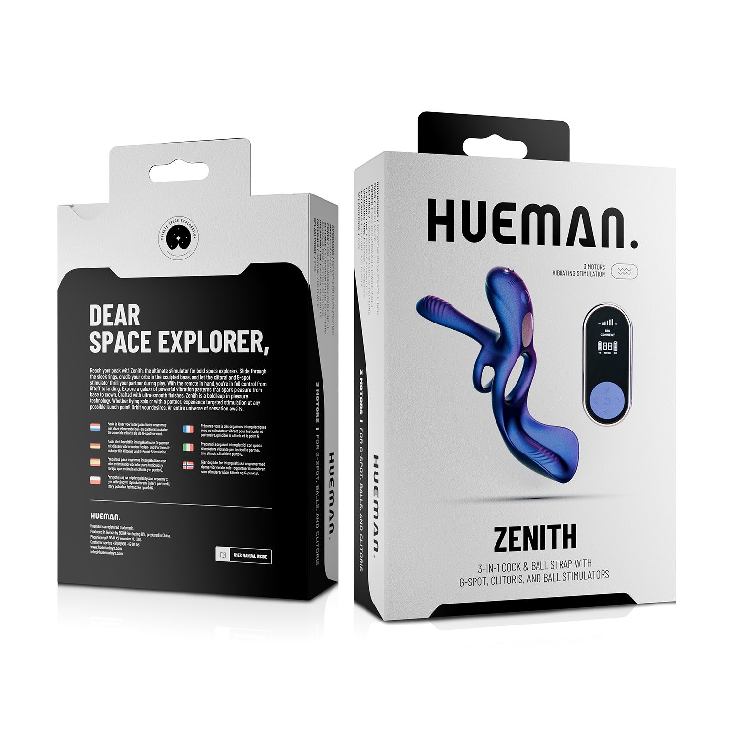 Duits: Hueman - Zenith 3-in-1 Penisring - Fernbedienung
