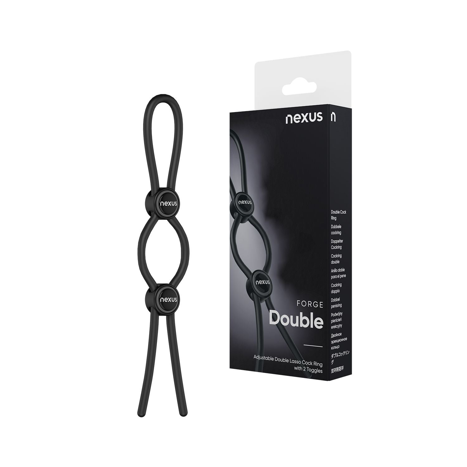 Nexus Forge - Doppelter verstellbarer Penisring - Schwarz