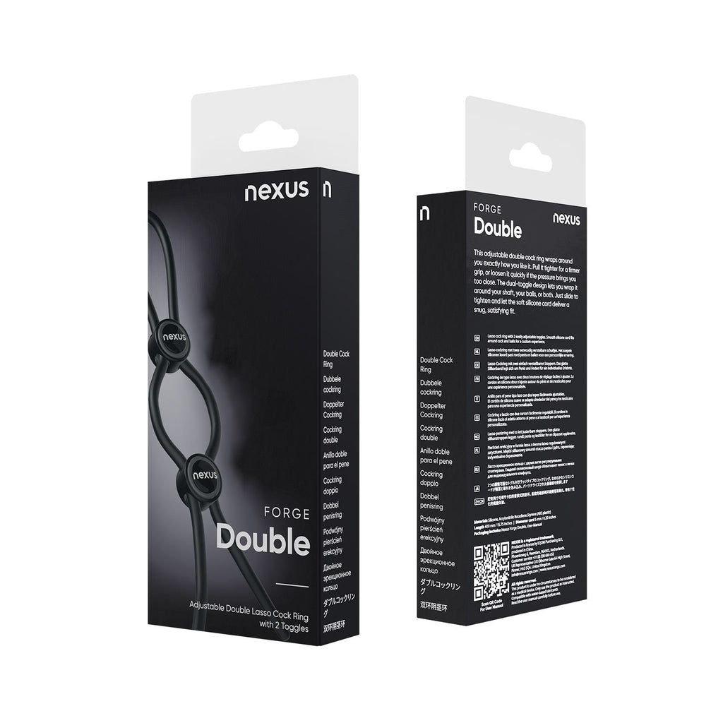 Nexus Forge - Doppelter verstellbarer Penisring - Schwarz
