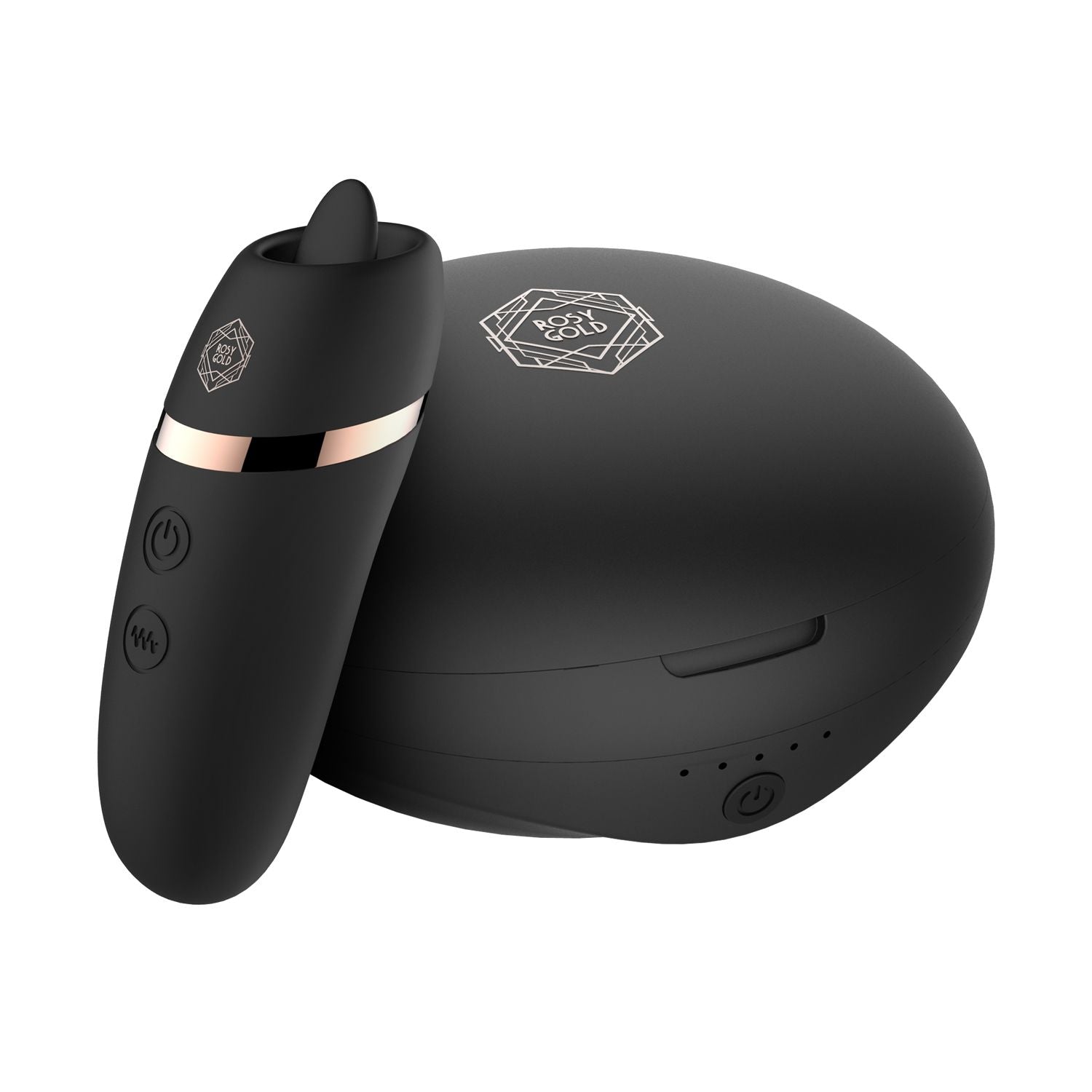 Rosy Gold - Licking Stimulator mit Luxus-Ladeetui - Schwarz