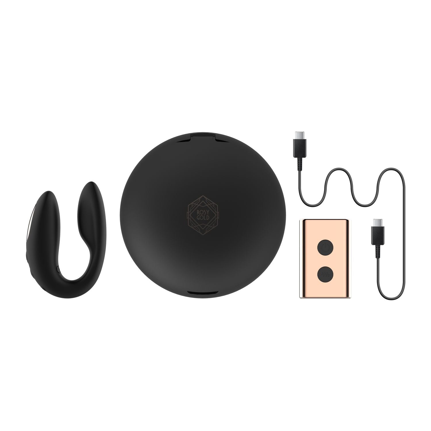 Rosy Gold - C-Shape Vibrator mit Ladecase - Schwarz