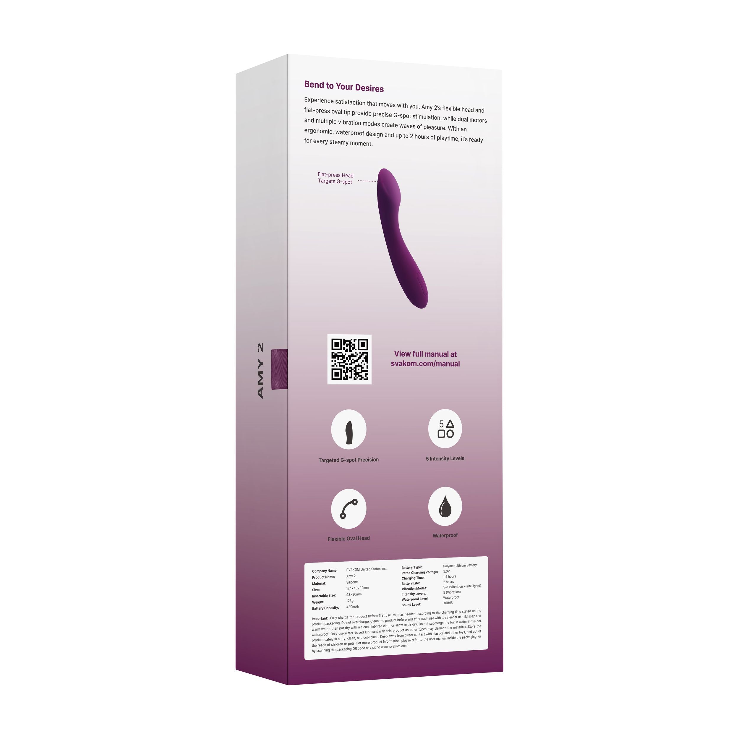 SVAKOM - AMY 2 G-Spot und Klitoris-Vibrator - Lila
