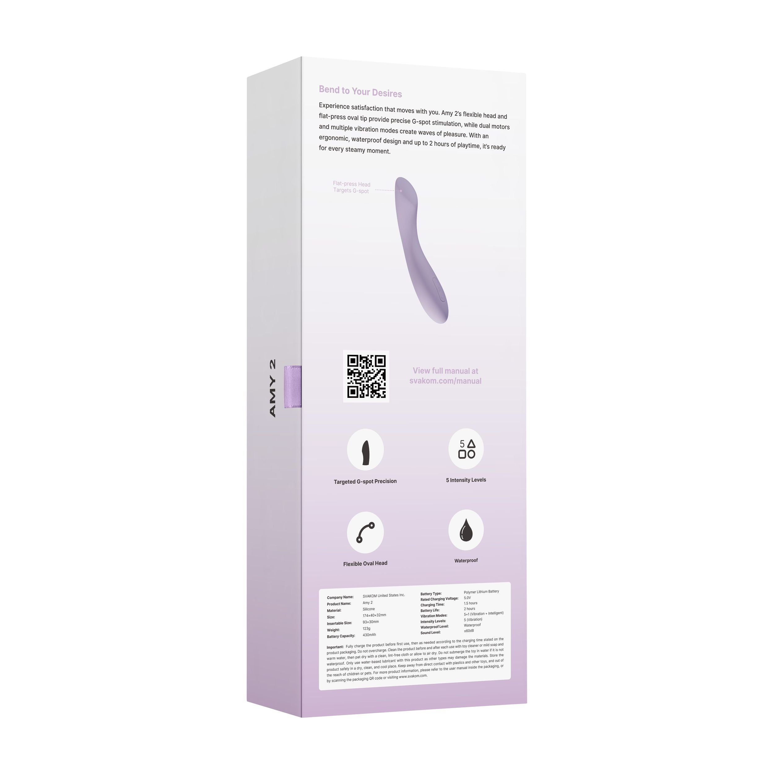 SVAKOM - AMY 2 G-Spot und Klitoris-Vibrator - Lila