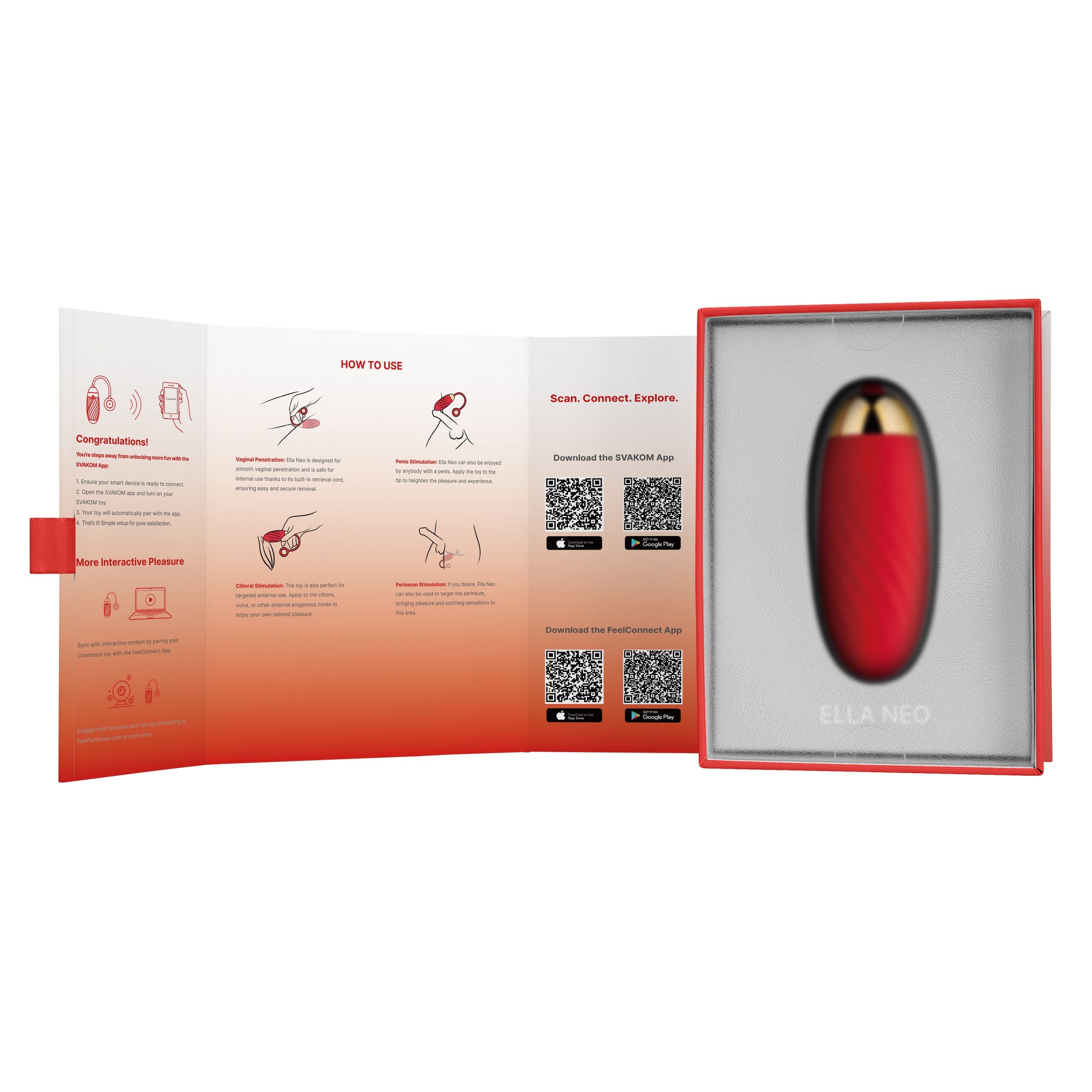 SVAKOM - Ella Neo Vibratie Eitje App Controlled - Red