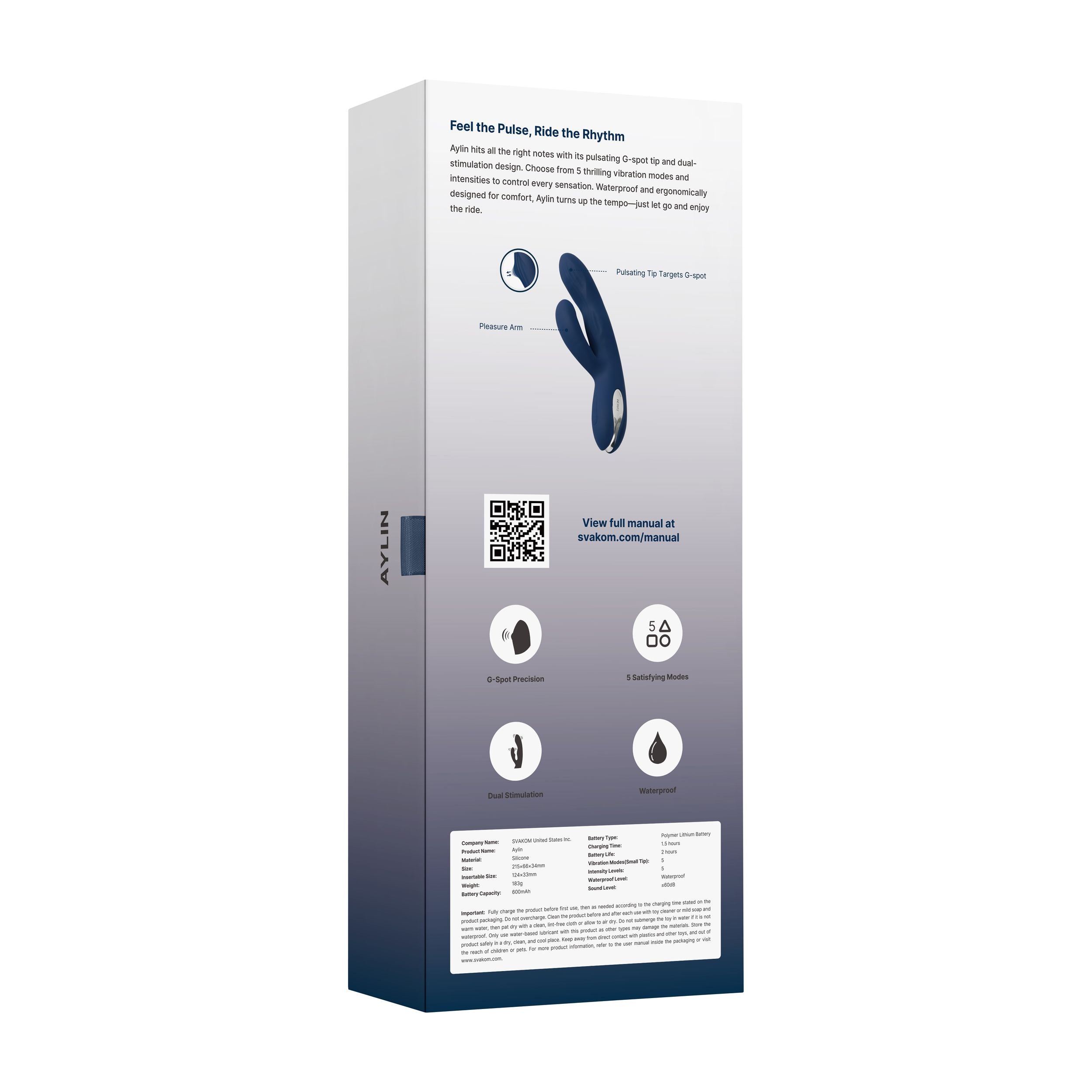 Svakom - Aylin Doppelvibrator mit G-Punkt- und Klitoris-Stimulation - Dunkelblau