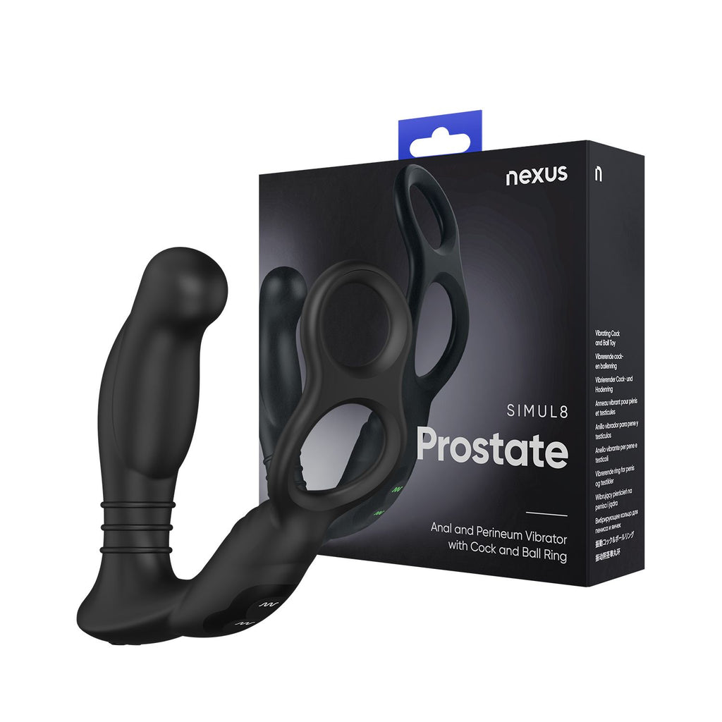 Simul8 Prostatavibrator mit Penis- und Hodenring