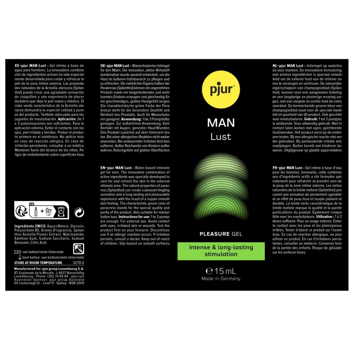 pjur MAN Lust Pleasure Gel - 15 ml