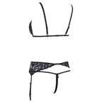 Cottelli Collection - 3-Delige Jarretelset Met Open Cup & Open Kruis
