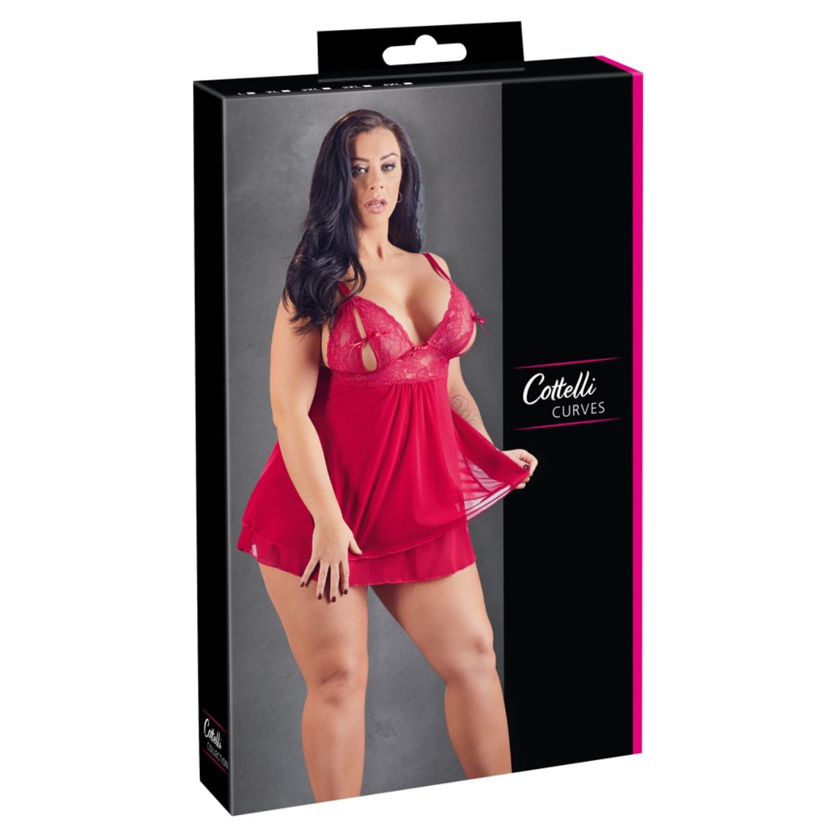 Cottelli Collection - Babydoll mit geschlitzten Spitzen-Cups