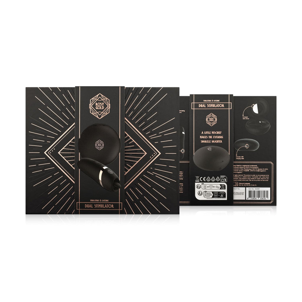 Rosy Gold - Licking Stimulator mit Luxus-Ladeetui - Schwarz