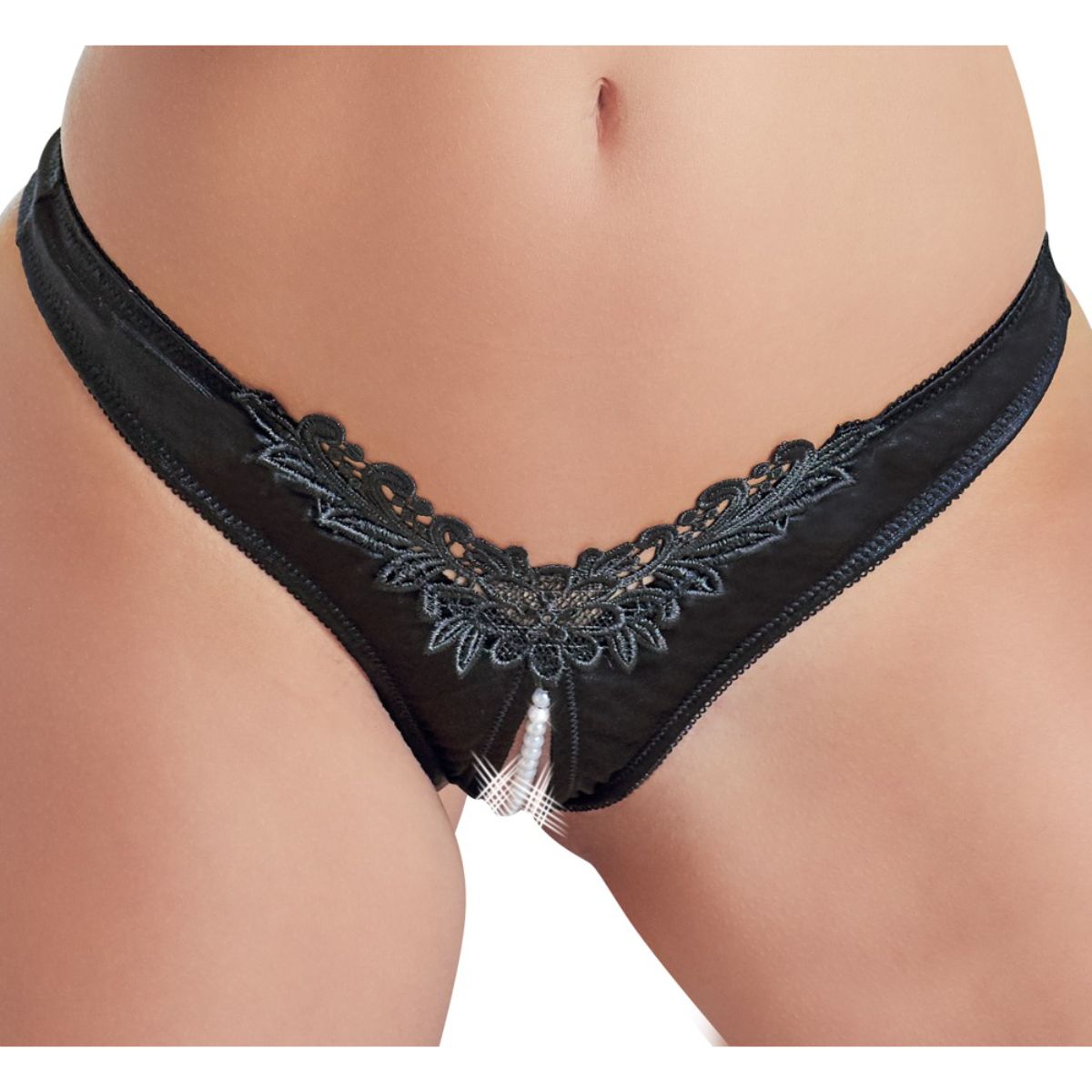 Cottelli Collection - Stringtanga mit Perlen - Schwarz