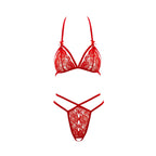 Cottelli Lingerie – Spitzen-Set mit Offenem String – Rot