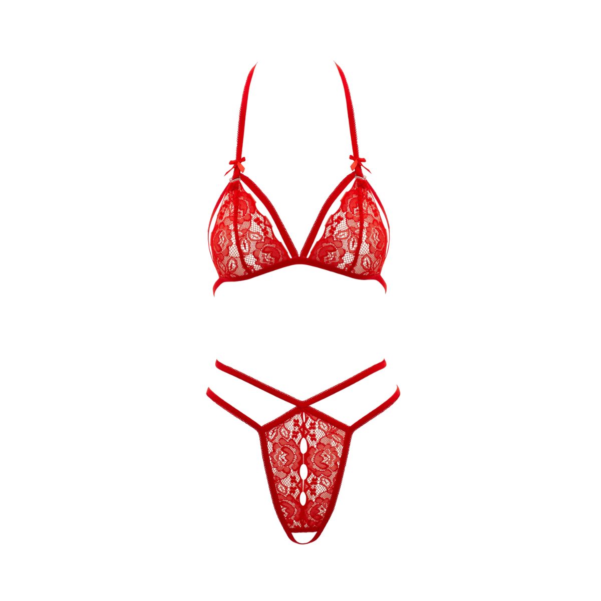 Cottelli Lingerie – Spitzen-Set mit Offenem String – Rot