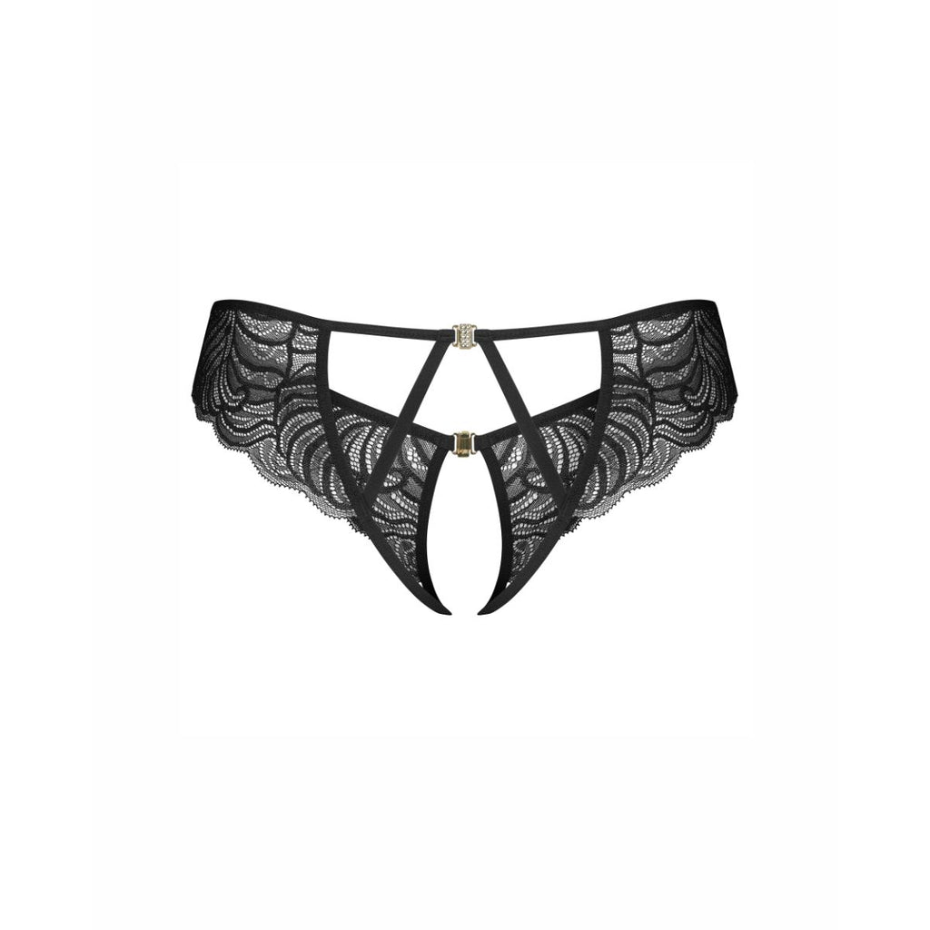 Obsessive - Divienne String mit offenem Schritt - Schwarz