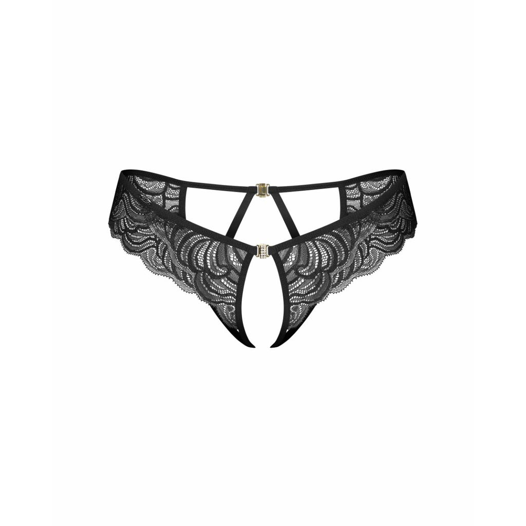 Obsessive - Divienne String mit offenem Schritt - Schwarz