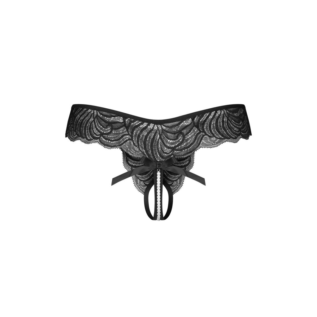 Obsessive - Trinise String mit offenem Schritt - Schwarz