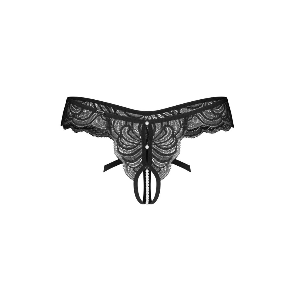 Obsessive - Trinise String mit offenem Schritt - Schwarz