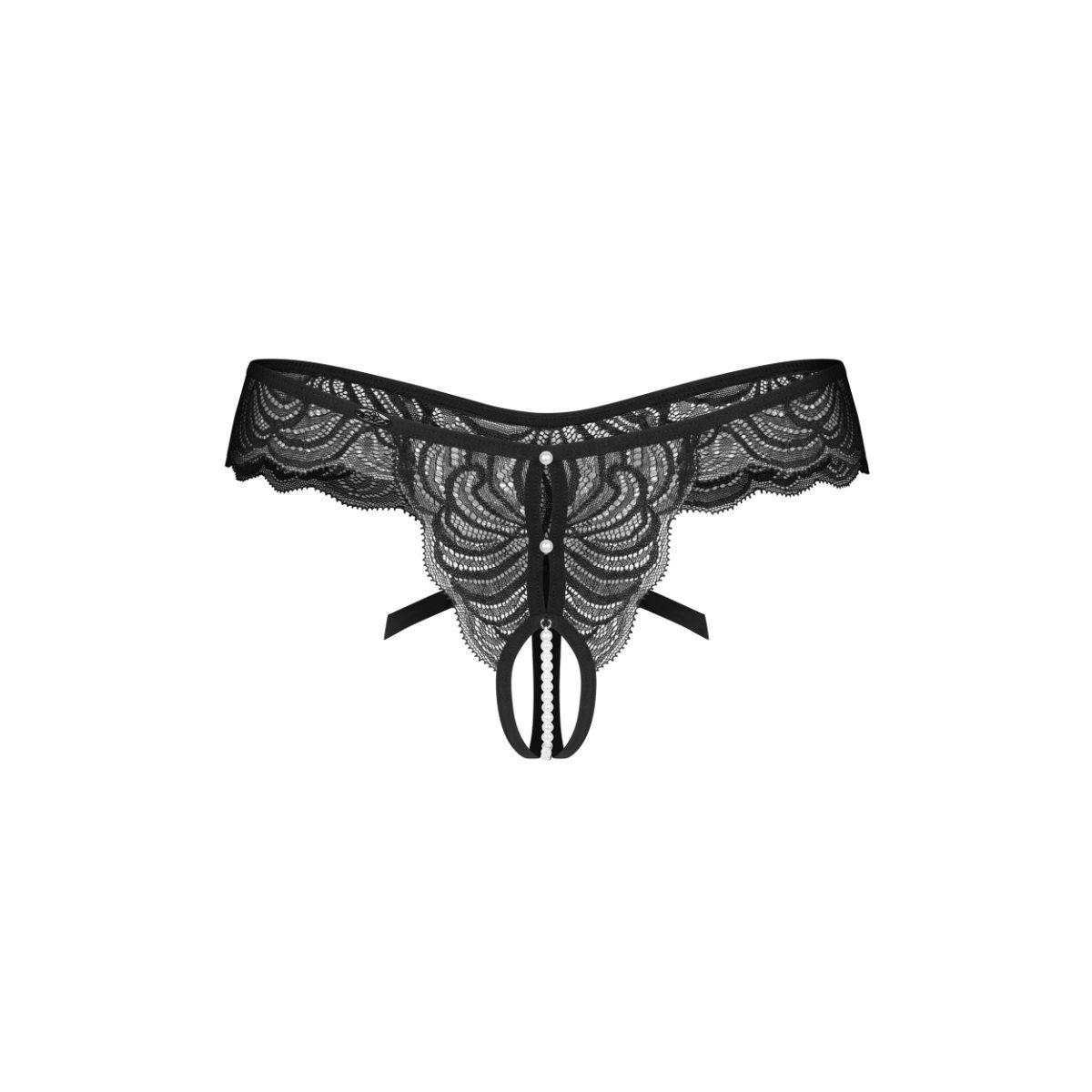 Obsessive - Trinise String mit offenem Schritt - Schwarz