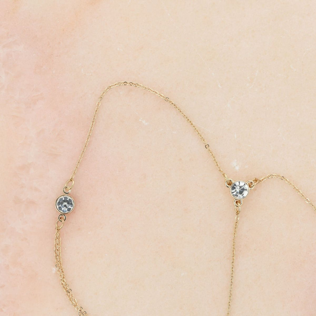 Otazu - Twin Crystal Fusskette - Transparent